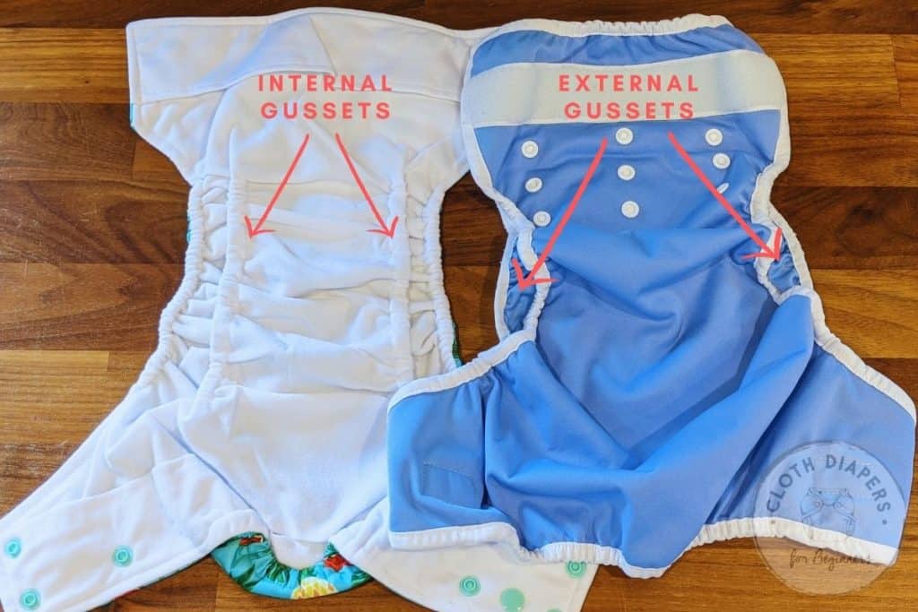A photo of the two types of double gusset cloth diapers.