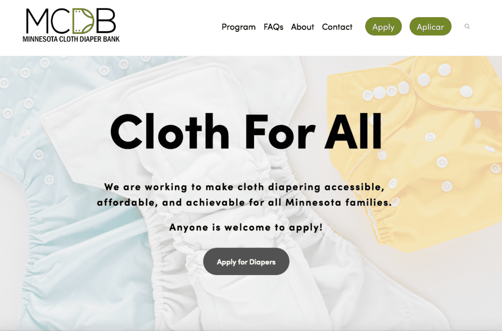 Minnesota Cloth Diaper Bank website