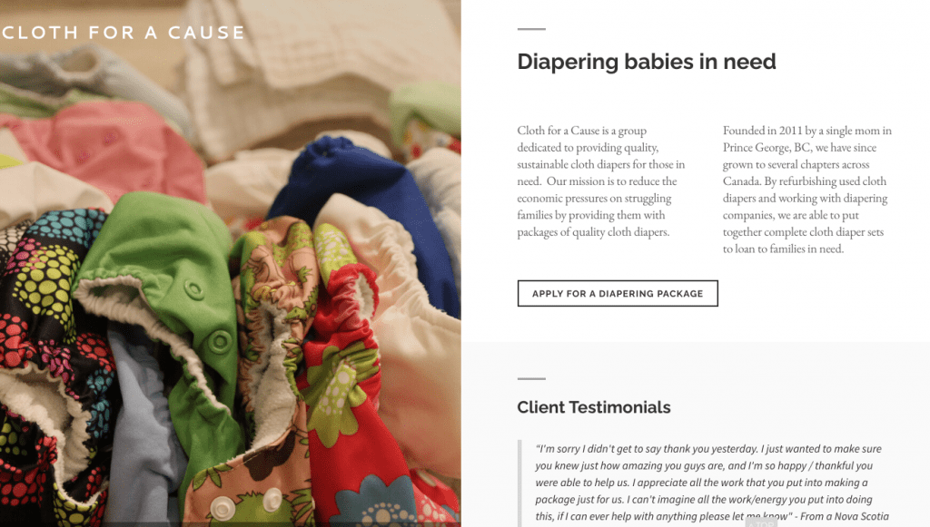 Cloth for a Cause website