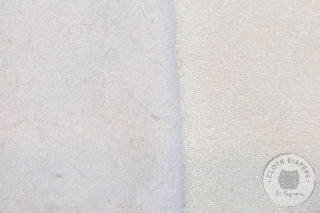 Close Up of Two Types of Bamboo Insert Textures