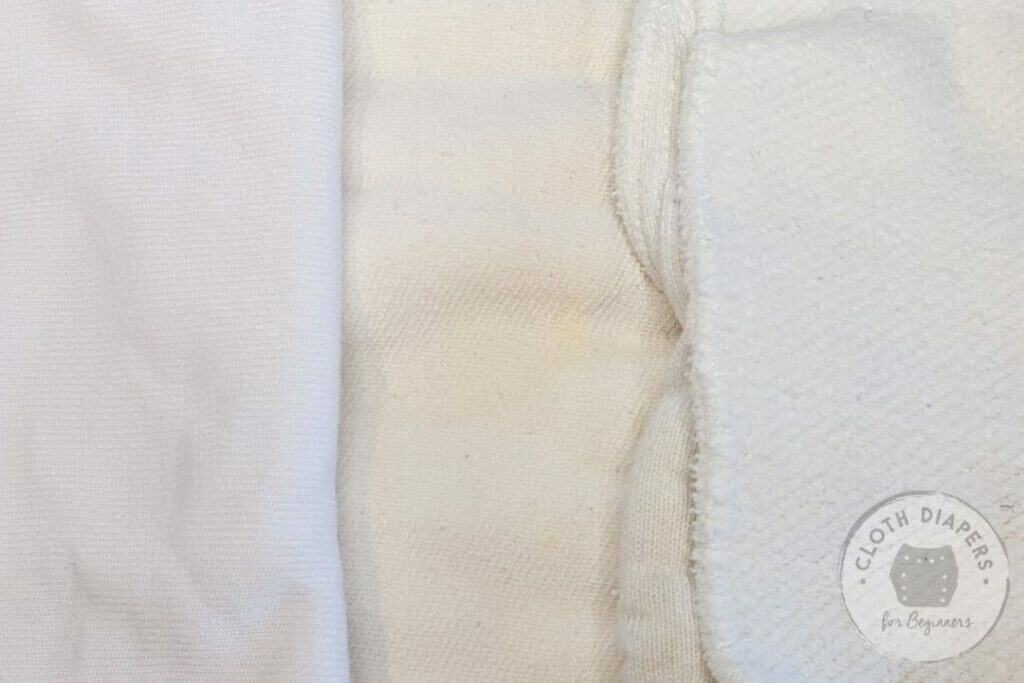 Close Up of Three Different Cotton Insert Textures