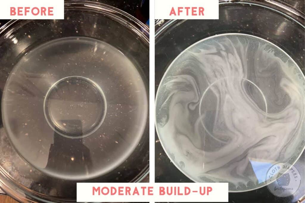 Cloth Diaper Swoosh Test showing Moderate Detergent Buildup.