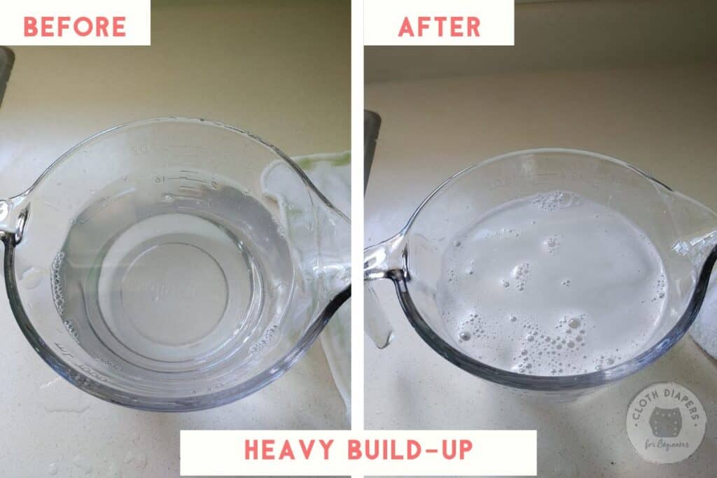 Cloth Diaper Swoosh Test Showing Heavy Detergent Buildup.